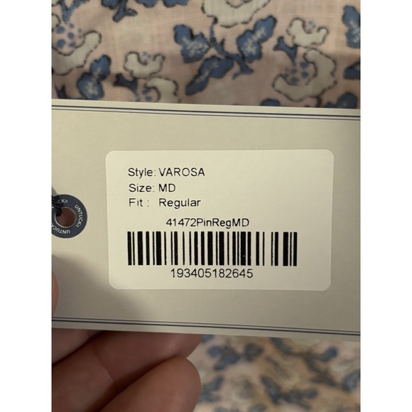 Untuckit Shirt Men's M Pink Blue Floral Linen Paisley NEW Short Sleeve Button - Picture 3 of 5